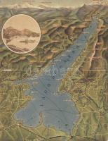 Garda Lake map litho panoramacard