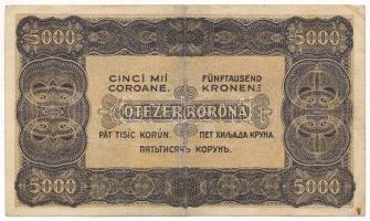 1923. 5000K piros "5 B09 652778" sorszámmal "Magyar Pénzjegynyomda Rt. Budapest"...