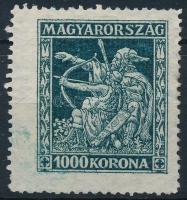 1924 Jótékonyság 1000K extra széles fogazva, festékfoltokkal / Mi 382 shifted perforation, paint spots