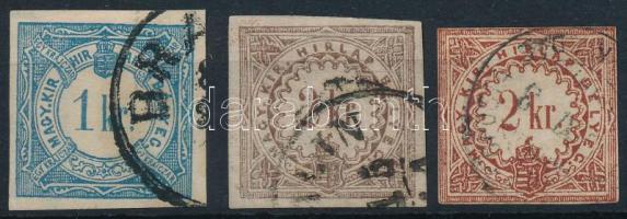 1868 3 db Hírlapilleték bélyeg / Newspaper duty stamps