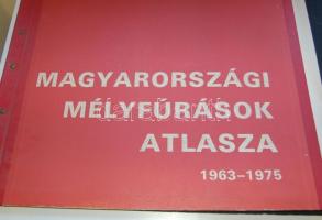1963-1975 Nagyméretű Magyarországi mélyfúrások atlasza, sérült pár lappal de jó állapotban