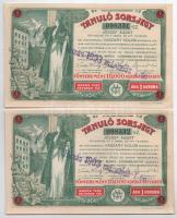 Budapest 1903. "Tanuló Sorsjegy" 1K értékben (5x) sorszámkövetők "098328-098332"...