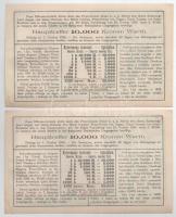 Budapest 1903. "Tanuló Sorsjegy" 1K értékben (5x) sorszámkövetők "098328-098332"...