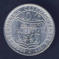 Csehszlovákia 1928. 10K Ag "10 éves a függetlenség" T:2