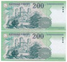 2005. 200Ft 2x sorszámkövetők "FA 9236280 - FA 9236281" T:UNC