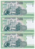 2005. 200Ft 3x sorszámkövetők "FA 6916233 - FA 6916235" T:UNC