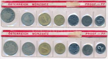 Ausztria 1977-1978. 2gr - 10Sch forgalmi sor (2xklf) T:UNC-AU Austria 1977-1978. 2 Groschen - 10 Schilling coin set (2xdiff) C:UNC-AU