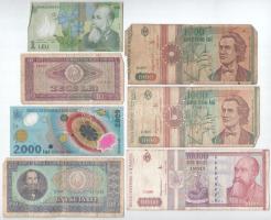 Románia 1966-2005. 1L-10.000L (7db/6xklf) T:F,VG Romania 1966-2005. 1 Leu - 10.000 Lei (7pcs/6xdiff) T:F,VG