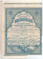 Románia / Bukarest 1922. "Renta Improperietaririi" 5%-os ingatlankölcsön kötvény 5000L-ről T:F szakadások