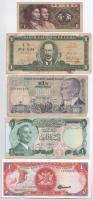 5db-os vegyes bankjegy tétel, közte Kuba, Jordánia, Kína, Törökország, Trinidad és Tobago T:F,VG 5pcs of mixed banknote lot, in it Cuba, Jordania, China, Turkey, Trinidad and Tobago C:F,VG