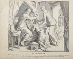 1858 50 db Biblia illusztráció Ó- és Újszövetség. Acélmetszetek, albumba ragasztva 33x26 cm