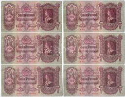 1930. 100P (6x) sorszámkövető bankjegy &quot;E952 009750 - E952 009755&quot; T:AU hajtatlan de hullámos papír, pici sarokhiba Adamo P17