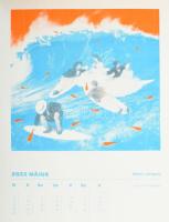 12 db modern grafika magyar grafikusoktól. 2022-es naptáron. Buberg Balázs, Gergic, Ena, Bordás Márt...