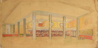 Galambos jelzéssel: Galambos Margit ? : Art deco enteriörterv. Akvarell, papír. kartonon 67x31 cm