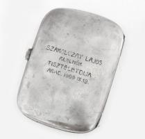 Arad, 1909, Ezüst (Ag) cigarettatárca, szecessziós díszítéssel, "Szakolczay Lajos Alelnök tiszt...