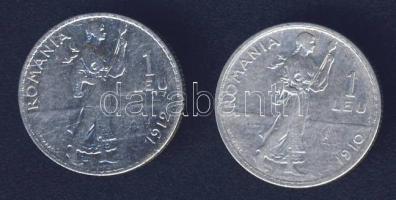 Románia 1910-12. 1L Ag (2x) T:2/3,3