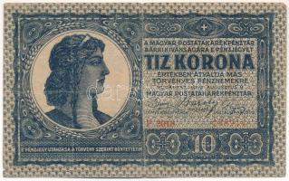 1919. augusztus 9. 10K "F 2018 238914" T:F kis szakadás /  Hungary 1919. August 9th 10 Korona "F 2018 238914" C:F small tears Adamo K13, Krause P#41