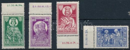 1930 Szent Imre ívszéli sor dátum- és keletjelzéssel / Mi 463-466 margin set