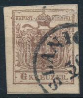 1850 6kr lemezhiba a 6-osban (szakadás) / plate flaw (torn) "SLANIC(ZA)" (Gudin 350 p)