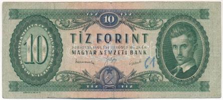 1949. 10Ft "A 613 186317" T:VG folt / Hungary 1949. 10 Forint "A 613 186317" C:VG spot Adamo F3