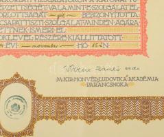 1944 Ludovika tiszti oklevél, Kocsis László vezérkari ezredes, akadémiaparancsnok nyomtatott aláírás...