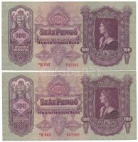 1930. 100P (2x) ,sorszámkövetők, csillagos sorszámmal, "*E 045 047954 - *E 045 047955" T:XF  Adamo P17