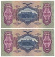 1930. 100P (2x) ,sorszámkövetők, csillagos sorszámmal, "*E 045 047954 - *E 045 047955" T:X...