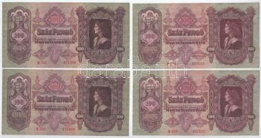 1930. 100P (4x) pároként sorszámkövetők "E 306 071508 - E 306 071509" és "E 959 007614 - E 959 007615" T:AU,XF  Adamo P17