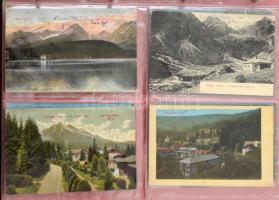 FELVIDÉK - 20 db RÉGI felvidéki képeslap albumban, Tátrai is, hosszú címzéses lapok is, vegyes minős...