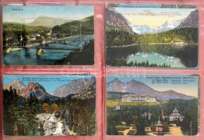 FELVIDÉK - 20 db RÉGI felvidéki képeslap albumban, Tátrai is, hosszú címzéses lapok is, vegyes minős...