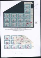 Baranya II. 1919 Parlament 200f/75f 14-ös tömb ragasztóval megerősítve, a fekete felülnyomás egy része a hátoldalra került ívbehajlás miatt + BÁRANYA lemezhiba / Mi 60 block of 14 (strenghtened by gum), partly black overprint on the gum side + plate variety Signed: Bodor