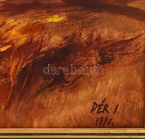 Dér István (1937-1993): Őszi erdő., Olaj, farost. Jelezve jobbra lent, hátoldalán autográf feliratta...