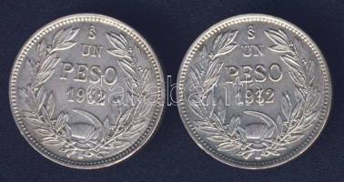 Chile 1932. 1P Ag (2x) T:2/3