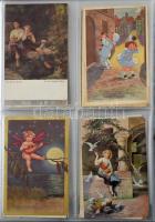 GYEREKEK - 104 db RÉGI szignós művész képeslap albumban / CHILDREN - 104 pre-1945 artist signed post...