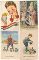 30 db RÉGI üdvözlő motívum képeslap vegyes minőségben, lithokkal is / 30 pre-1945 greeting motive postcards in mixed quality, with some lithos