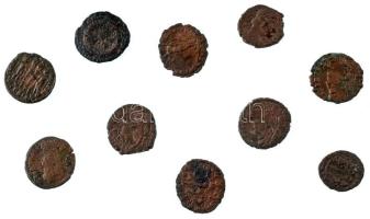 Római Birodalom ~III-IV. század 10db-os bronz Follis érmetétel T:F,VG Roman Empire ~3rd-4th century 10pcs bronze Follis coin lot C:F,VG