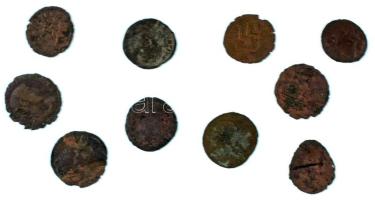 Római Birodalom ~III-IV. század 10db-os bronz Follis érmetétel T:F,VG Roman Empire ~3rd-4th century 10pcs bronze Follis coin lot C:F,VG