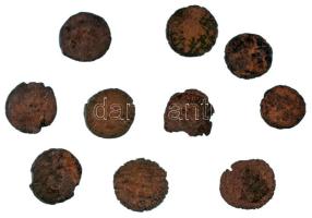 Római Birodalom ~III-IV. század 10db-os bronz Follis érmetétel T:F,VG Roman Empire ~3rd-4th century 10pcs bronze Follis coin lot C:F,VG