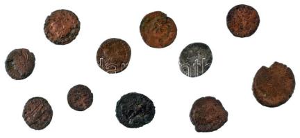 Római Birodalom ~III-IV. század 11db-os bronz Follis érmetétel T:F,VG Roman Empire ~3rd-4th century 11pcs bronze Follis coin lot C:F,VG