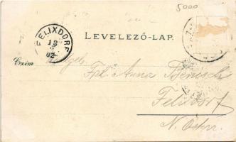 1902 Körmend, Honvéd laktanya, katolikus templom, vízimalom, gőzmalom. Art Nouveau, floral, litho (v...