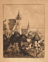 Walter Prinzl (1891-1937): Osztrák város. Rézkarc, papír, jelzett, 22,5×17 cm / Etching, paper, signed