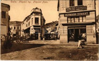 1915 Tuzla, Filipovic trg / Filipovic Platz / square, shop of Hermann Domany + K.U.K. BAHNHOFKOMMANDO IN KREKA (EK)