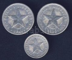 Kuba 1920-48. 10c Ag, 20c Ag (2x) klf évszám T:2/3,3