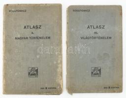 1913 Atlasz a világtörténelem tanításához. II. köt. Szerk.: Dr. Kogutowicz Károly. Bp., Magyar Földrajzi Intézet, 24 fő és 27 melléktérkép . Kiadói egészvászon-kötésben. + Magyar történelem I. Magyar történelem Kissé foltos vászonkötésben 14 fő- és 5 melléktérkép