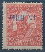 Temesvár 1919 Hadisegély 45f/10f fordított felülnyomással / Mi 2 with inverted overprint. Signed: Bodor. Certificate: Barabássy