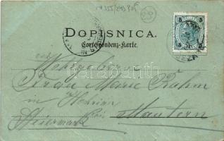 1900 Sezana, Cerkev, Sola / church, school. Floral (EK)