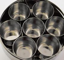 Masala dabba. Fém fűszertároló, jelzett, d: 17 cm