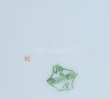 Porcelán levese tál XIX: sz. vége. Matricás, jelzett, kopással 35x22 cm