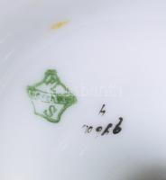 Sütemény kínáló tál cseh porcelán. XIX. sz vége Matricás, jelzett, kopással d: 26 cm