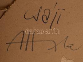 Csáji Attila (1939-): Siratók. Olaj, karton. Jelzett a hátoldalán. Fa vakkeretre tűzve. Fa keretben....